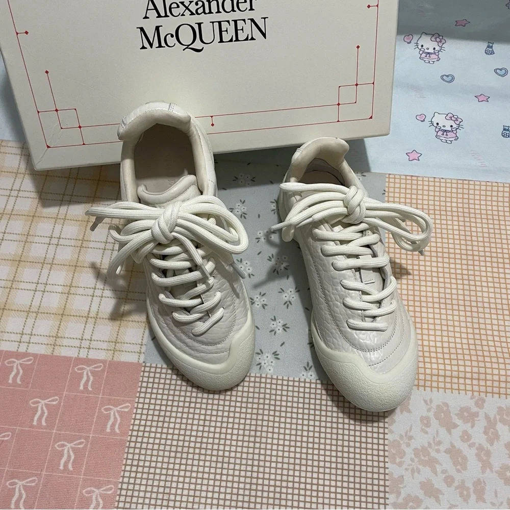 Alexander McQueen White Low-Top Leather Sneakers